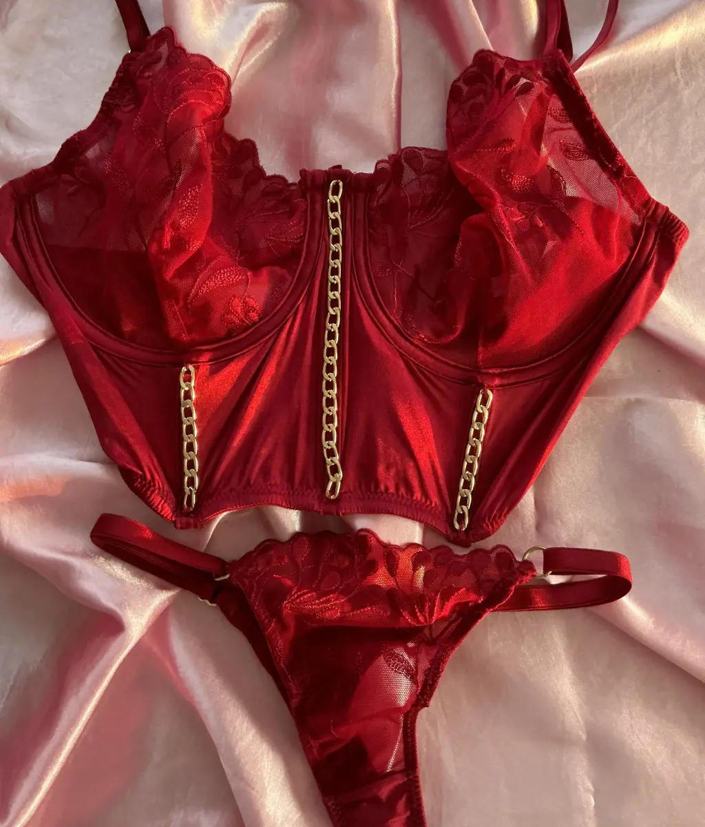Velour Rouge Bralet Set - 2